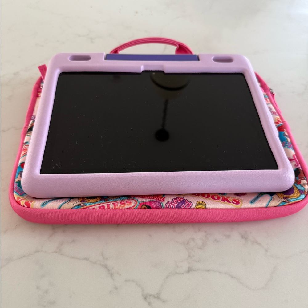 Amazon Kindle Fire with Children's Purple Tablet Case and Disney princess bag